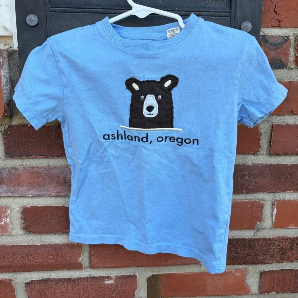 Ashland Oregon Bear Graphic T-Shirt Blue Kids Size 2T Cotton Short Sleeve Tee